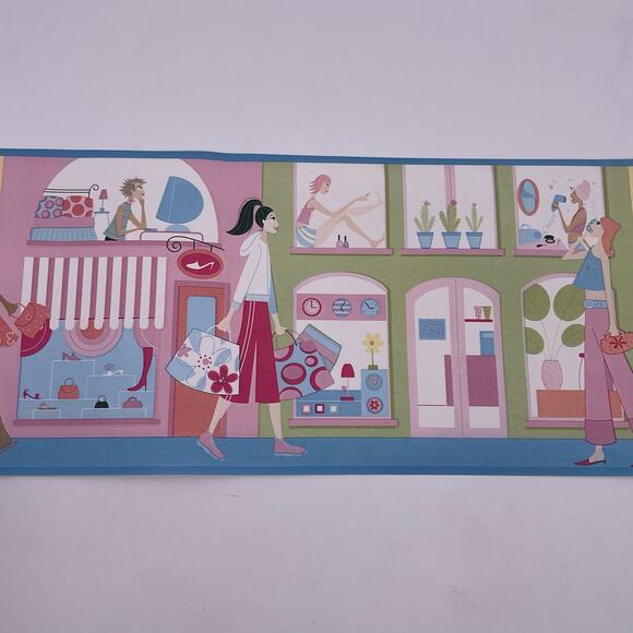 Chesapeake Wallpaper Border City Shopping 4 Rolls 20 Yards Total 8.5 inch Wide - Picture 1 of 5